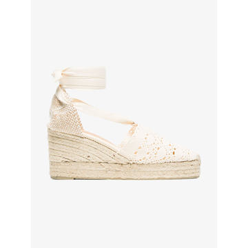 White Campesina 60 Crochet Wedge espadrilles