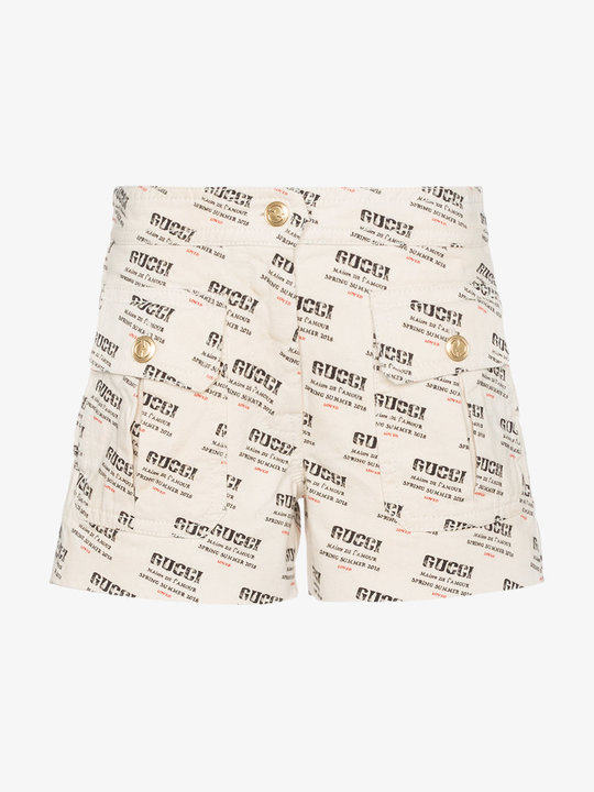 Gucci invite stamp denim shorts展示图