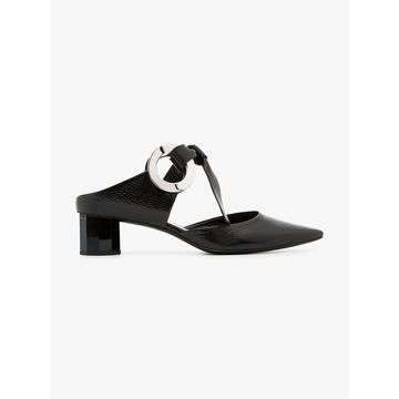 Black Grommet 40 leather Block Heel Mules