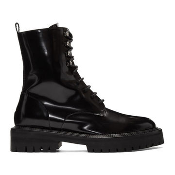 Black Patent Classic Lace-Up Boots