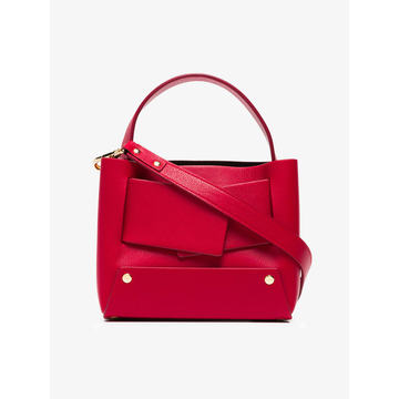 red dinky leather tote bag