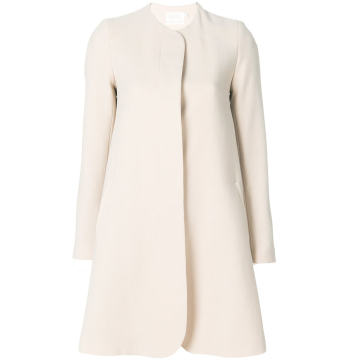 collarless A-line coat