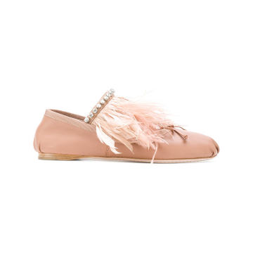 feather-trimmed ballerina shoes