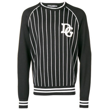 striped logo patch sweater