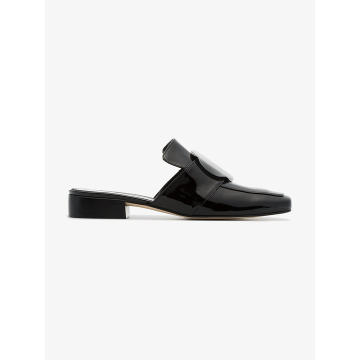 black Petrol Shadow patent leather backless loafers