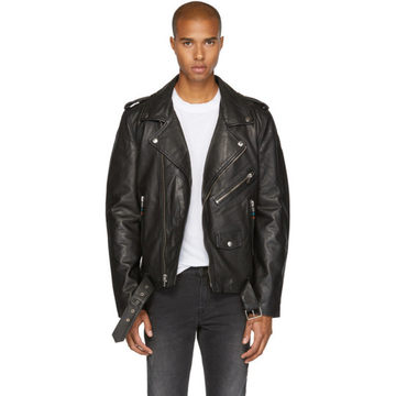 Black Leather Classic '5' Biker Jacket