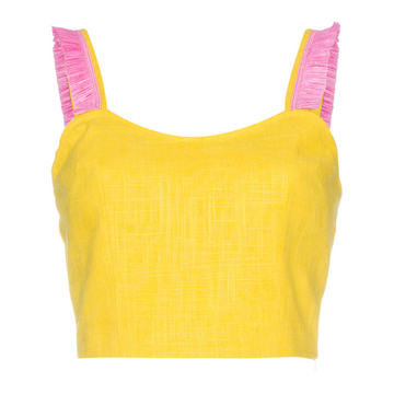 Yellow Coco linen crop top