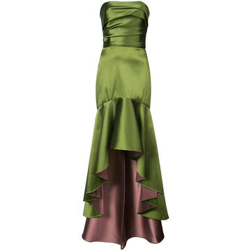 fluted asymmetric-hem gown