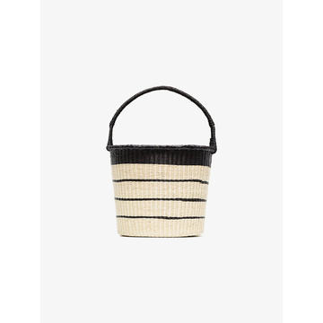 Striped straw bucket bag