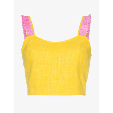 Yellow Coco linen crop top