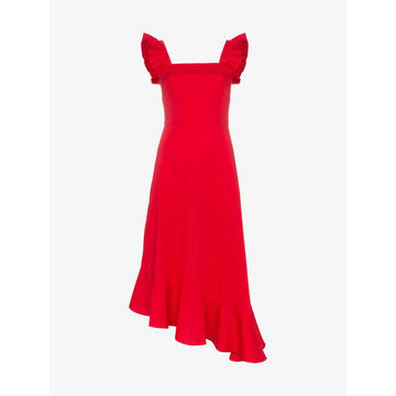 Red Valentina cotton frill dress