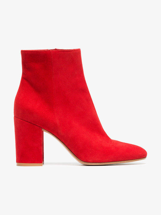 red margaux 85 suede leather ankle boots展示图