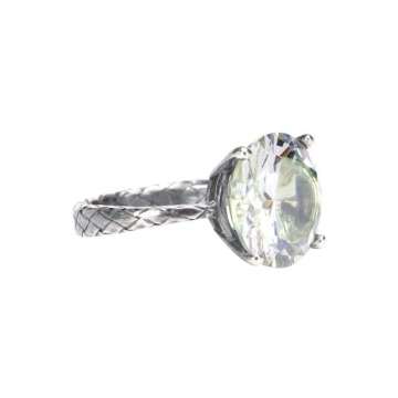 方晶锆石装饰纯银戒指