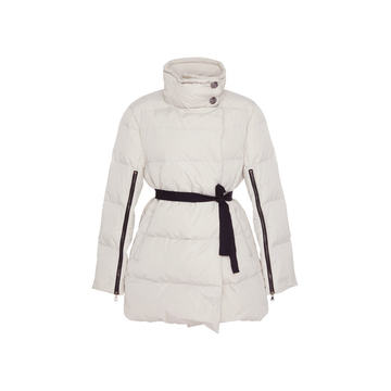 Belted Zip-Detailed Quilted-Shell Jacket