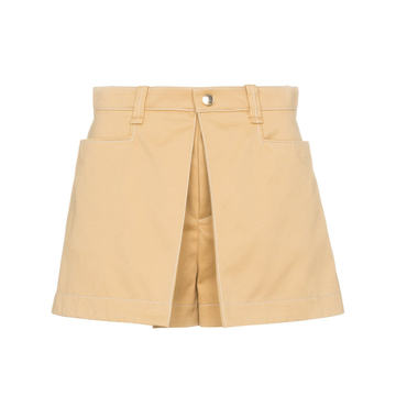 brown darted high-waisted shorts