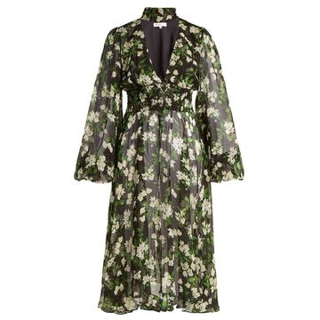 Syris floral-print silk chiffon dress