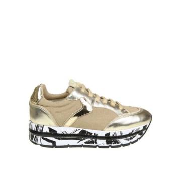 Voile Blanche "margot" Sneakers In Gold Laminated Leather