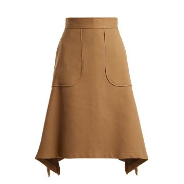 City cotton-blend midi skirt