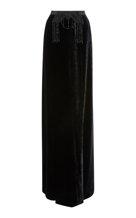 Embellished Embroidered Velvet Maxi Skirt展示图