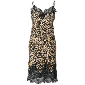 lace trim leopard print dress