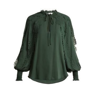 Ruffled-trim georgette blouse