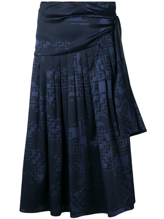 printed sarong pleated skirt展示图