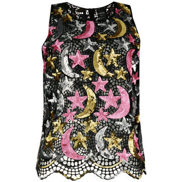 sequinned star moon tank top