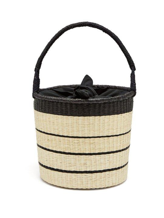 Striped toquilla-straw basket bag展示图