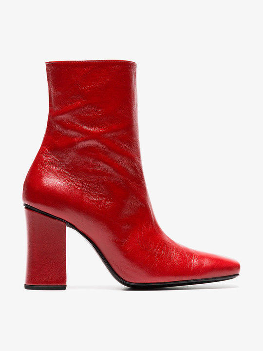 red sybil leek 90 leather ankle boots展示图