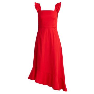 Valentina cotton-poplin asymmetric dress