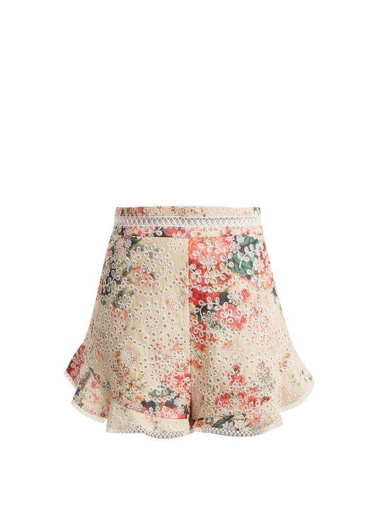 Laelia Diamond floral-print cotton shorts展示图