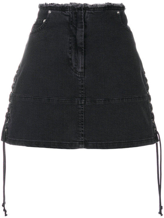 lace-up denim mini skirt展示图