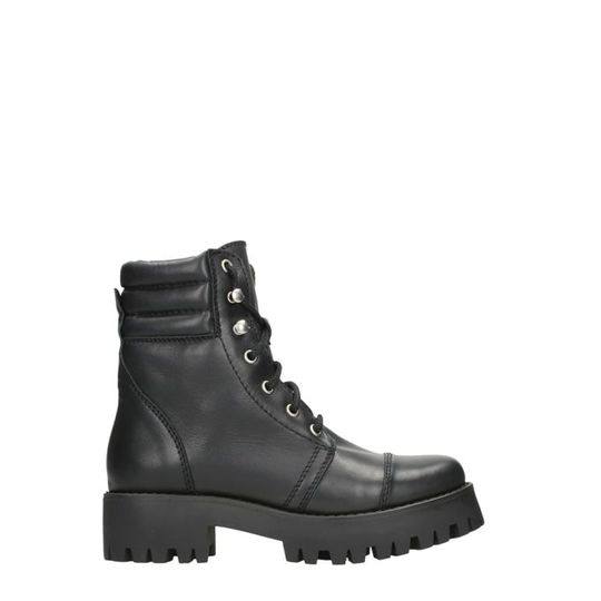 Steve Madden Osso Black Leather Combact Boots展示图