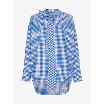 oversized logo print check cotton shirt