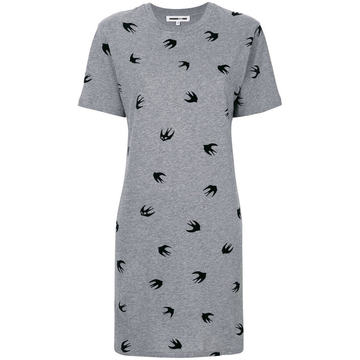 swallow print T-shirt dress