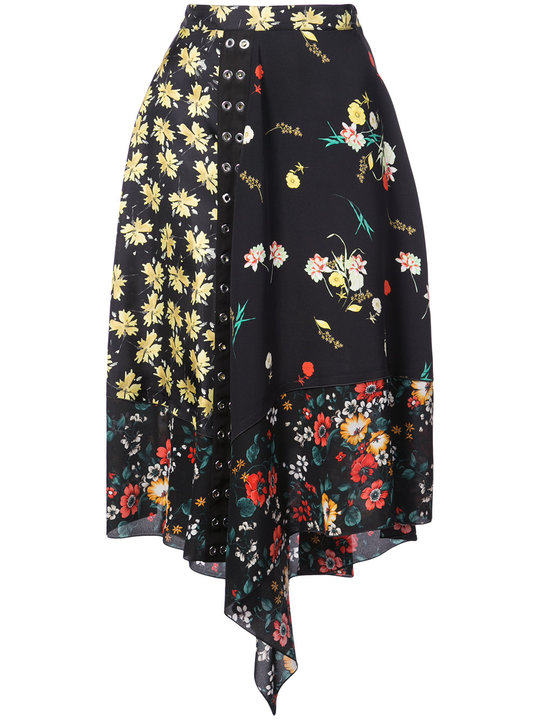 Asymmetrical Mixed Print Skirt展示图