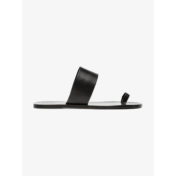 black Astrid leather flat sandals