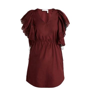 Embroidered sleeve Poplin day dress