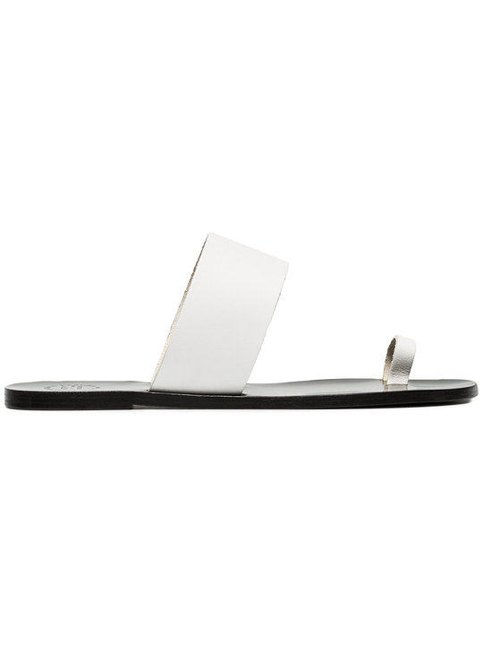 white Astrid leather flat sandals展示图