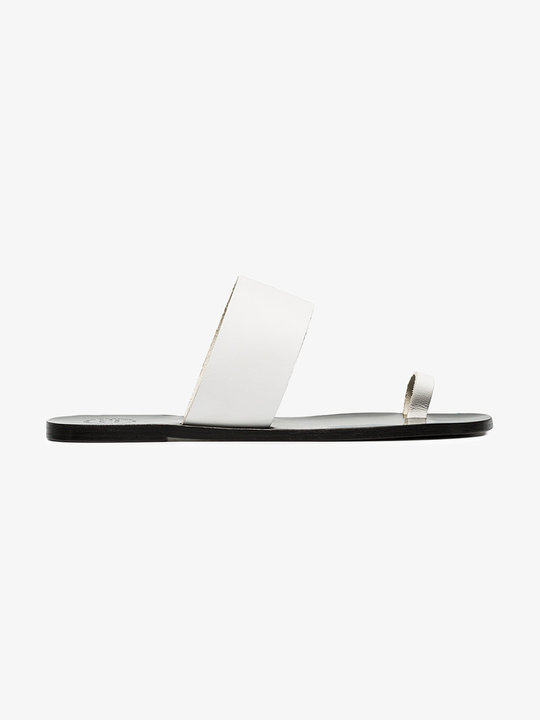 white Astrid leather flat sandals展示图