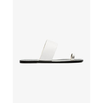 white Astrid leather flat sandals