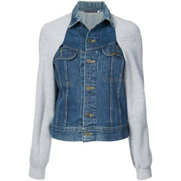 sweatshirt sleeve denim jacket