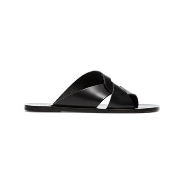 black allai leather sandals