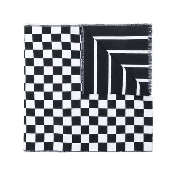 logo-print check scarf