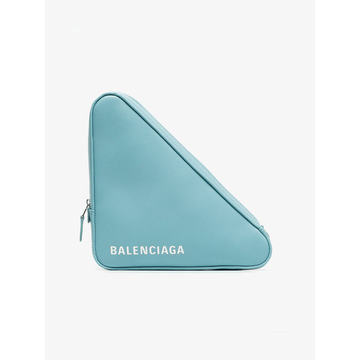 blue Triangle leather clutch