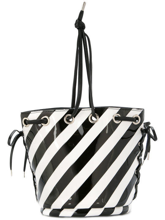 striped bucket-style shoulder bag展示图