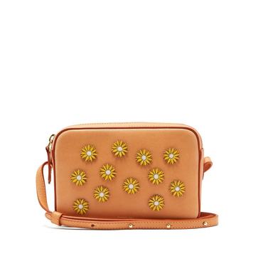 Cammello floral-embellished leather cross-body bag