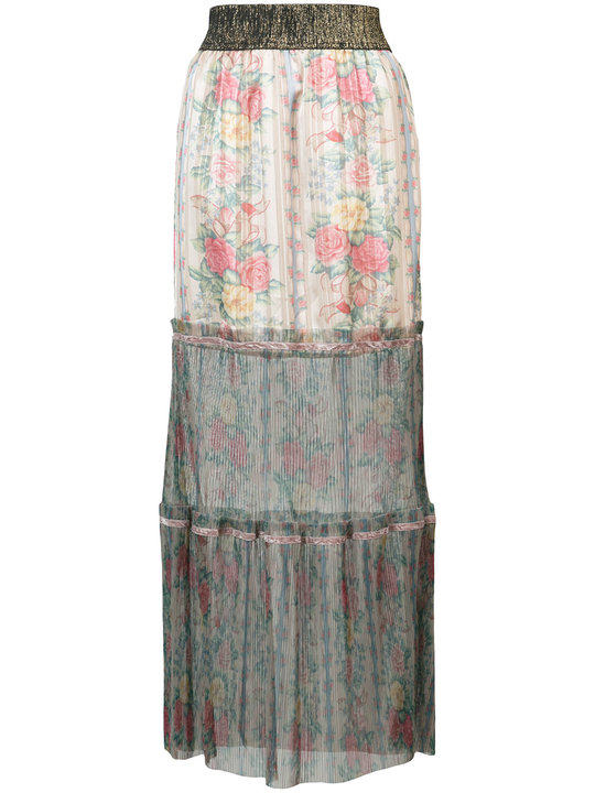 floral tulle hem maxi skirt展示图