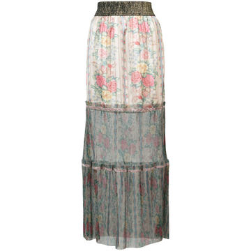 floral tulle hem maxi skirt