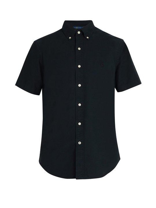 Logo embroidered short-sleeved cotton shirt展示图